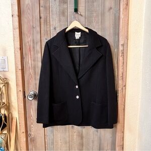 Vintage Goldwater’s 100% Wool Black Blazer Size 16 Made in Hong Kong